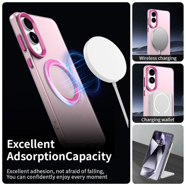 Husa premium pentru  Samsung Galaxy S25 Edge VivaShell Fusion compatibila MagSafe, Anti-Shock - Protectie Avansata Display & Camera - Design Slim și Elegant - Roz