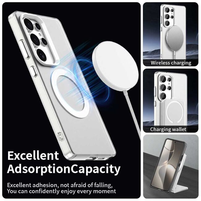 Husa premium pentru  Samsung Galaxy S25 Ultra VivaShell Fusion compatibila MagSafe, Anti-Shock - Protectie Avansata Display & Camera - Design Slim și Elegant - Alb