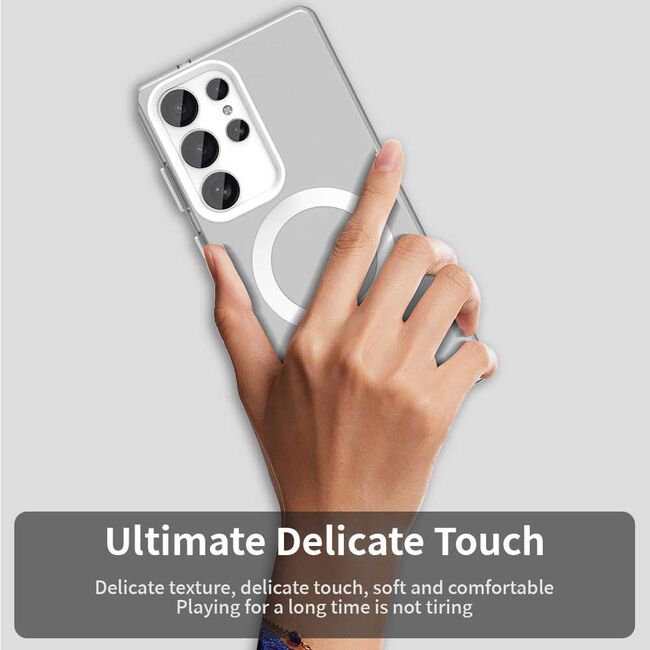 Husa premium pentru  Samsung Galaxy S25 Ultra VivaShell Fusion compatibila MagSafe, Anti-Shock - Protectie Avansata Display & Camera - Design Slim și Elegant - Alb