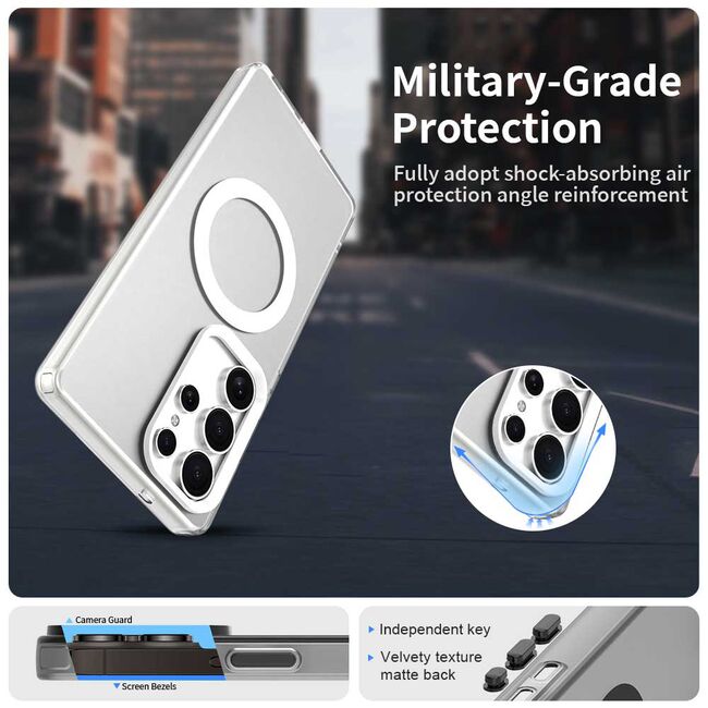 Husa premium pentru  Samsung Galaxy S25 Ultra VivaShell Fusion compatibila MagSafe, Anti-Shock - Protectie Avansata Display & Camera - Design Slim și Elegant - Alb