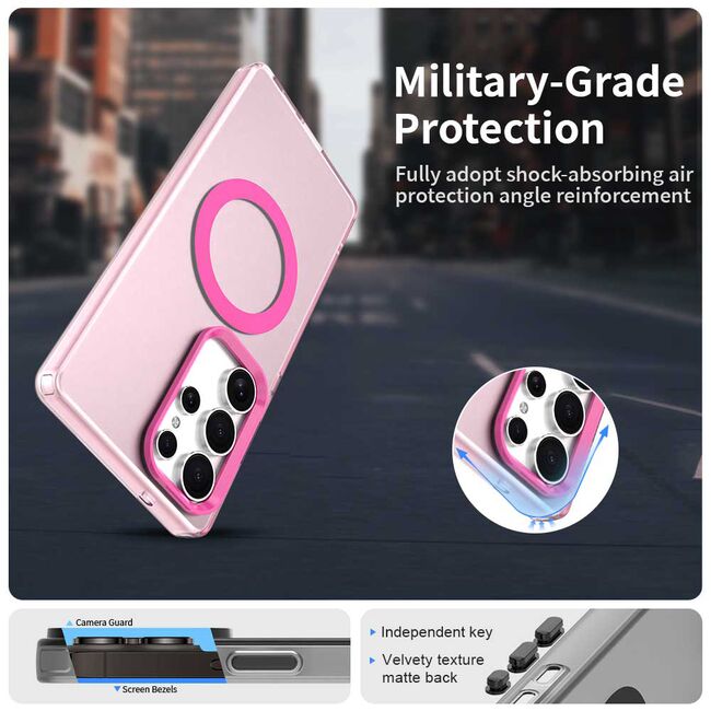 Husa premium pentru  Samsung Galaxy S25 Ultra VivaShell Fusion compatibila MagSafe, Anti-Shock - Protectie Avansata Display & Camera - Design Slim și Elegant - Roz