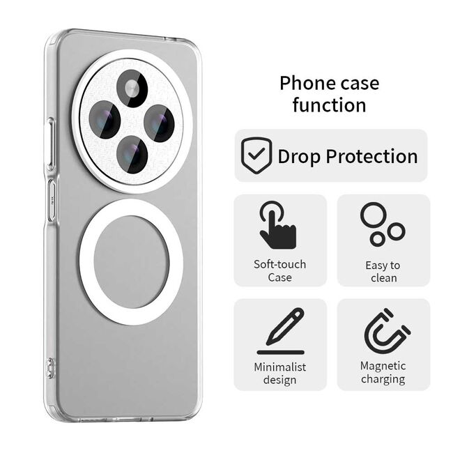 Husa premium pentru  Xiaomi Redmi 14C VivaShell Fusion compatibila MagSafe, Anti-Shock - Protectie Avansata Display & Camera - Design Slim și Elegant - Alb