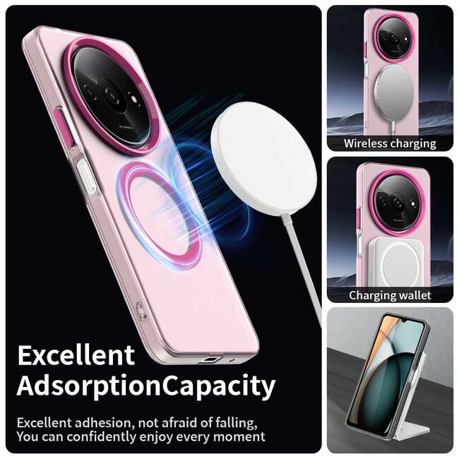 Husa premium pentru  Xiaomi Redmi A3 VivaShell Fusion compatibila MagSafe, Anti-Shock - Protectie Avansata Display & Camera - Design Slim și Elegant - Roz