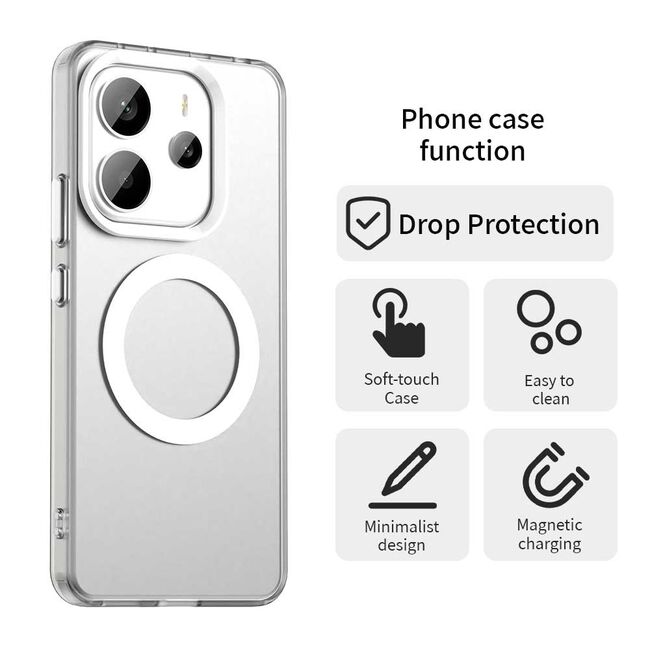 Husa premium pentru  Xiaomi Redmi Note 14 4G VivaShell Fusion compatibila MagSafe, Anti-Shock - Protectie Avansata Display & Camera - Design Slim și Elegant - Alb