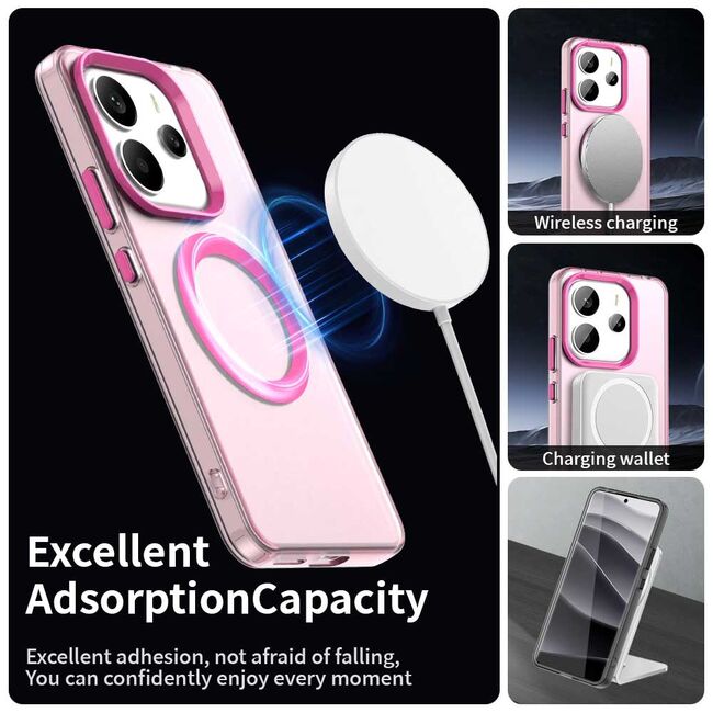 Husa premium pentru  Xiaomi Redmi Note 14 4G VivaShell Fusion compatibila MagSafe, Anti-Shock - Protectie Avansata Display & Camera - Design Slim și Elegant - Roz