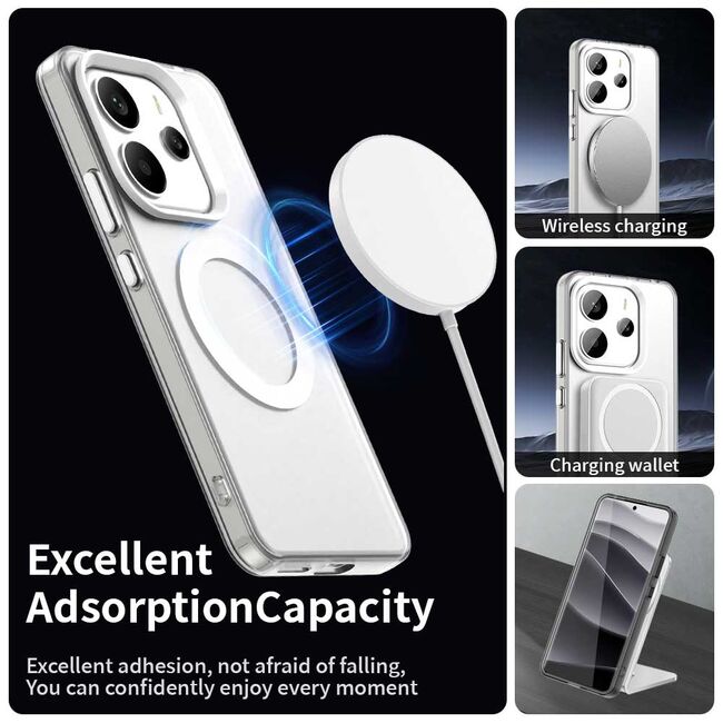 Husa premium pentru  Xiaomi Redmi Note 14 5G VivaShell Fusion compatibila MagSafe, Anti-Shock - Protectie Avansata Display & Camera - Design Slim și Elegant - Alb