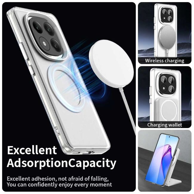 Husa premium pentru Xiaomi Redmi Note 14 Pro+ Plus VivaShell Fusion compatibila MagSafe, Anti-Shock - Protectie Avansata Display & Camera - Design Slim și Elegant - Alb