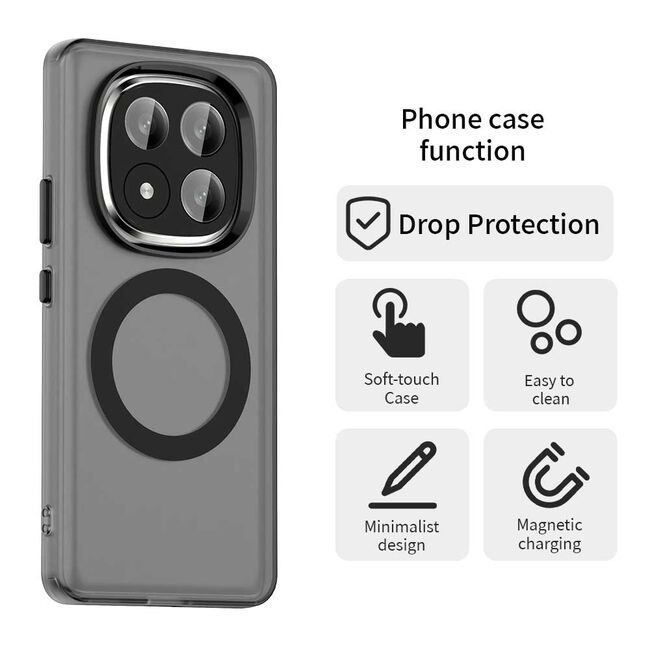 Husa premium pentru  Xiaomi Redmi Note 14 Pro+ Plus VivaShell Fusion compatibila MagSafe, Anti-Shock - Protectie Avansata Display & Camera - Design Slim și Elegant - Negru