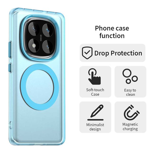Husa premium pentru  Xiaomi Redmi Note 14 Pro 4G VivaShell Fusion compatibila MagSafe, Anti-Shock - Protectie Avansata Display & Camera - Design Slim și Elegant - Albastru