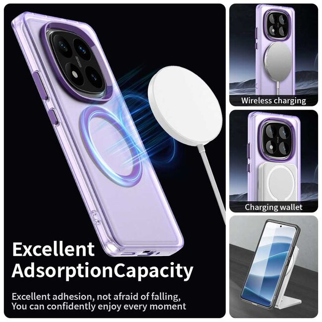 Husa premium pentru  Xiaomi Redmi Note 14 Pro 4G VivaShell Fusion compatibila MagSafe, Anti-Shock - Protectie Avansata Display & Camera - Design Slim și Elegant - Mov