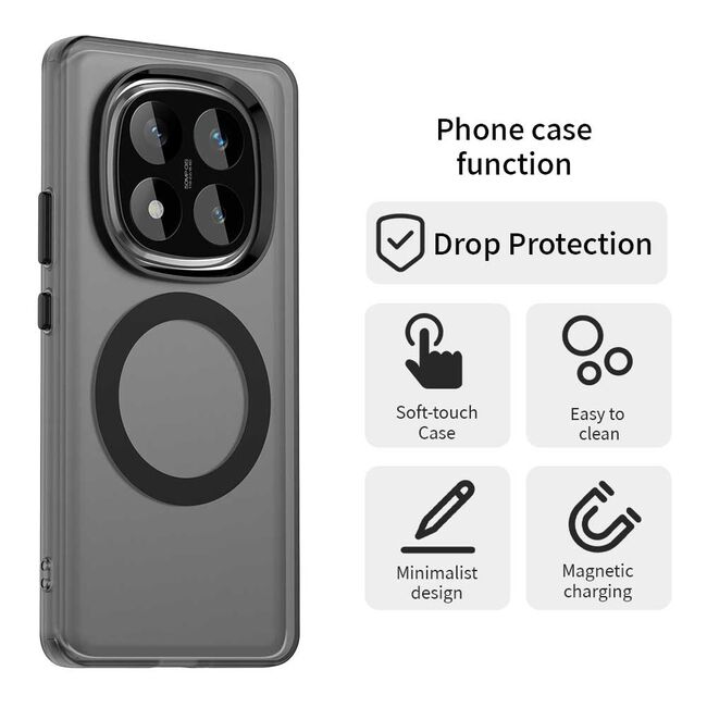 Husa premium pentru  Xiaomi Redmi Note 14 Pro 4G VivaShell Fusion compatibila MagSafe, Anti-Shock - Protectie Avansata Display & Camera - Design Slim și Elegant - Negru