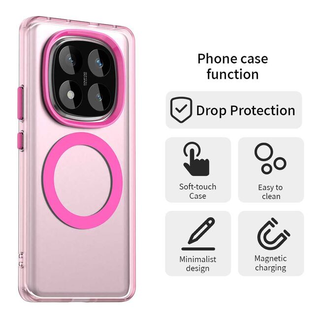 Husa premium pentru  Xiaomi Redmi Note 14 Pro 4G VivaShell Fusion compatibila MagSafe, Anti-Shock - Protectie Avansata Display & Camera - Design Slim și Elegant - Roz