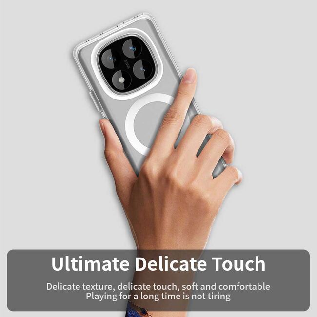 Husa premium pentru  Xiaomi Redmi Note 14 Pro 5G VivaShell Fusion compatibila MagSafe, Anti-Shock - Protectie Avansata Display & Camera - Design Slim și Elegant - Alb