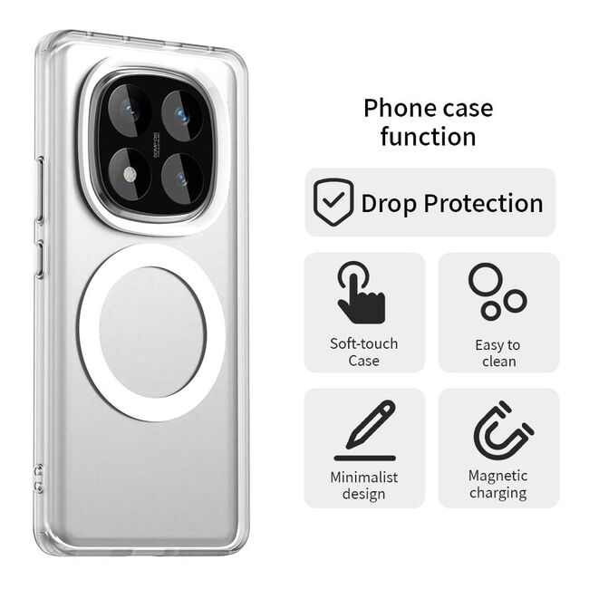 Husa premium pentru  Xiaomi Redmi Note 14 Pro 5G VivaShell Fusion compatibila MagSafe, Anti-Shock - Protectie Avansata Display & Camera - Design Slim și Elegant - Alb