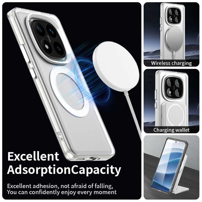 Husa premium pentru  Xiaomi Redmi Note 14 Pro 5G VivaShell Fusion compatibila MagSafe, Anti-Shock - Protectie Avansata Display & Camera - Design Slim și Elegant - Alb
