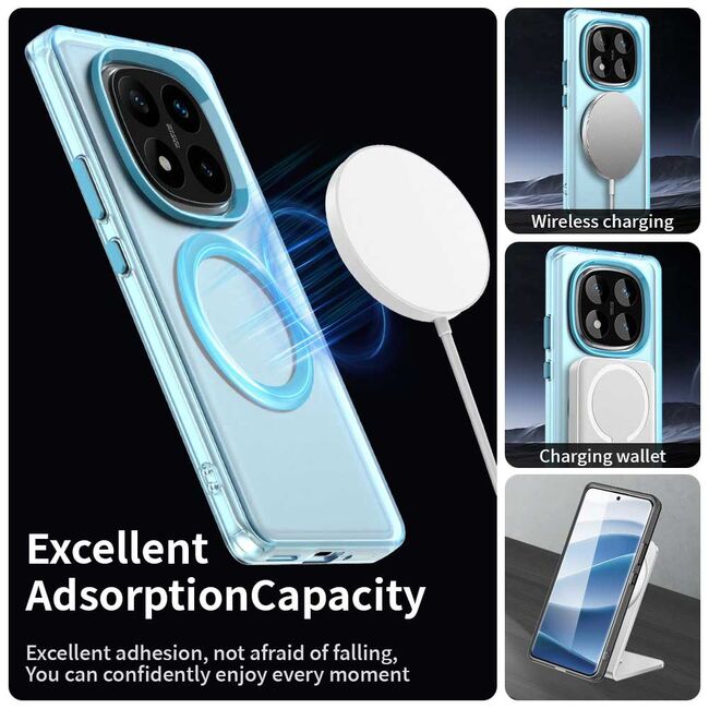 Husa premium pentru  Xiaomi Redmi Note 14 Pro 5G VivaShell Fusion compatibila MagSafe, Anti-Shock - Protectie Avansata Display & Camera - Design Slim și Elegant - Albastru
