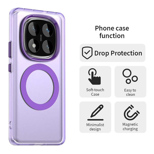 Husa premium pentru  Xiaomi Redmi Note 14 Pro 5G VivaShell Fusion compatibila MagSafe, Anti-Shock - Protectie Avansata Display & Camera - Design Slim și Elegant - Mov