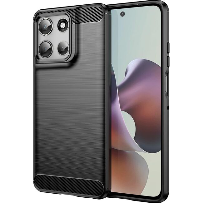 Husa pentru Motorola Moto G56 Carbon Liquid Silicone, Negru