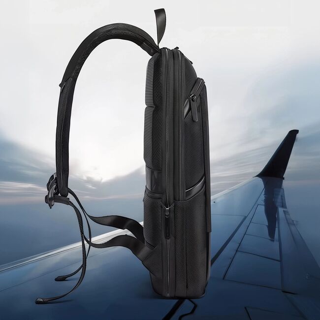 Rucsac Laptop pana la 17” Extensibil, 49 x 33 x 6 - 9 cm – Impermeabil, Compartiment Tip Valiză, Ideal pentru Avion, serviciu și calatorii, negru