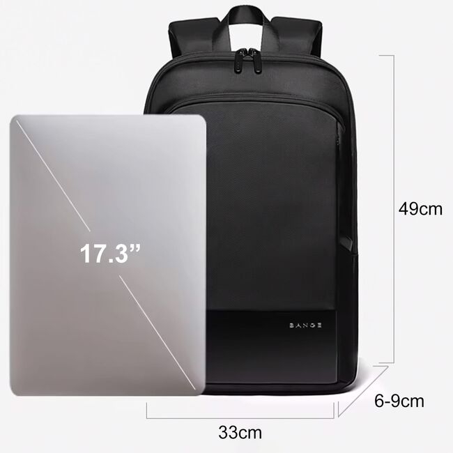 Rucsac Laptop pana la 17” Extensibil, 49 x 33 x 6 - 9 cm – Impermeabil, Compartiment Tip Valiză, Ideal pentru Avion, serviciu și calatorii, negru