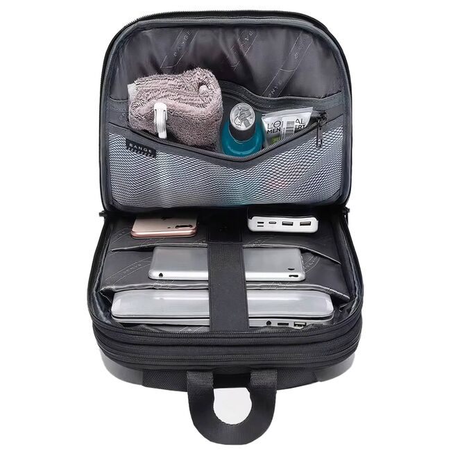 Rucsac Laptop pana la 17” Extensibil, 49 x 33 x 6 - 9 cm – Impermeabil, Compartiment Tip Valiză, Ideal pentru Avion, serviciu și calatorii, negru