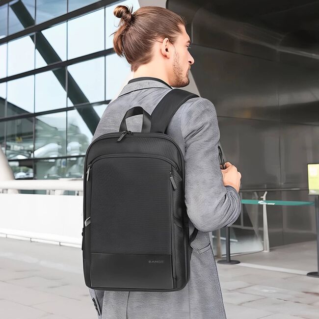 Rucsac Laptop pana la 17” Extensibil, 49 x 33 x 6 - 9 cm – Impermeabil, Compartiment Tip Valiză, Ideal pentru Avion, serviciu și calatorii, negru