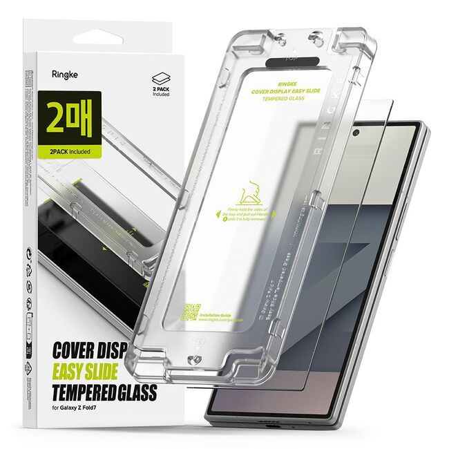 Set 2 x Folie pentru Samsung Galaxy Z Fold 7 - Ringke Cover Display Easy Slide Tempered Glass - Clear