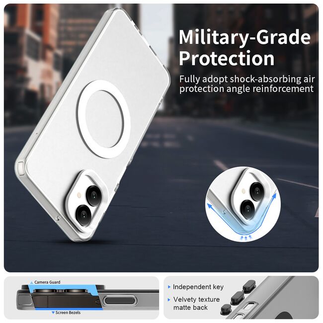 Husa premium pentru  Samsung Galaxy A06 VivaShell Fusion compatibila MagSafe, Anti-Shock - Protectie Avansata Display & Camera - Design Slim și Elegant - Alb