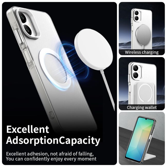 Husa premium pentru  Samsung Galaxy A06 VivaShell Fusion compatibila MagSafe, Anti-Shock - Protectie Avansata Display & Camera - Design Slim și Elegant - Alb