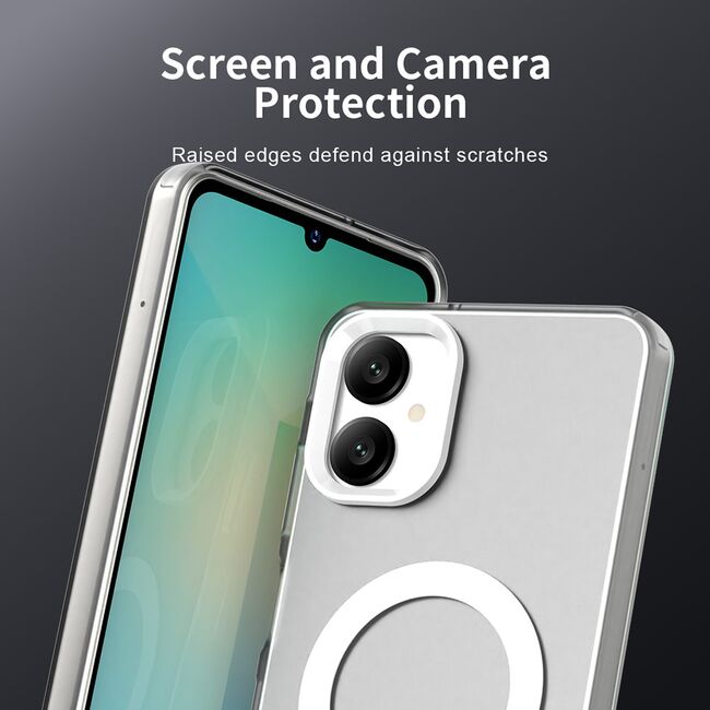 Husa premium pentru  Samsung Galaxy A06 VivaShell Fusion compatibila MagSafe, Anti-Shock - Protectie Avansata Display & Camera - Design Slim și Elegant - Alb