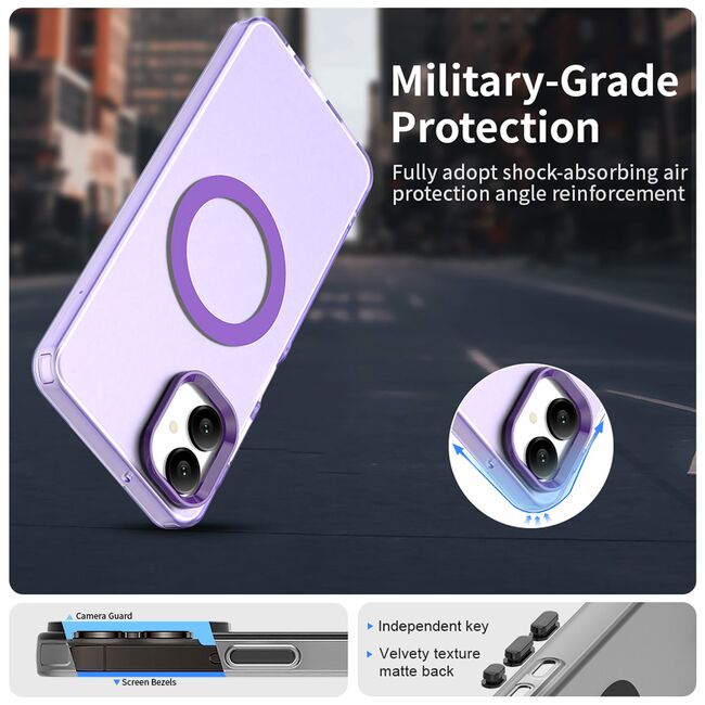 Husa premium pentru  Samsung Galaxy A06 VivaShell Fusion compatibila MagSafe, Anti-Shock - Protectie Avansata Display & Camera - Design Slim și Elegant - Mov