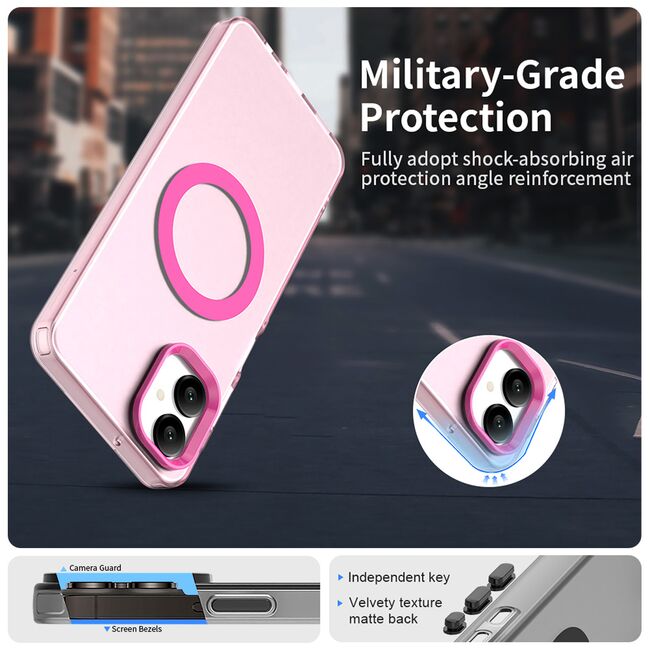 Husa premium pentru  Samsung Galaxy A06 VivaShell Fusion compatibila MagSafe, Anti-Shock - Protectie Avansata Display & Camera - Design Slim și Elegant - Roz