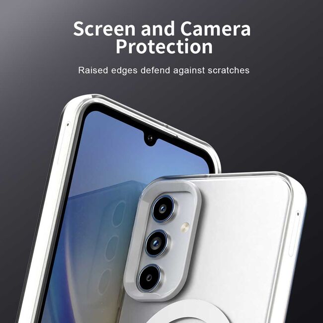 Husa premium pentru  Samsung Galaxy A15 VivaShell Fusion compatibila MagSafe, Anti-Shock - Protectie Avansata Display & Camera - Design Slim și Elegant - Alb