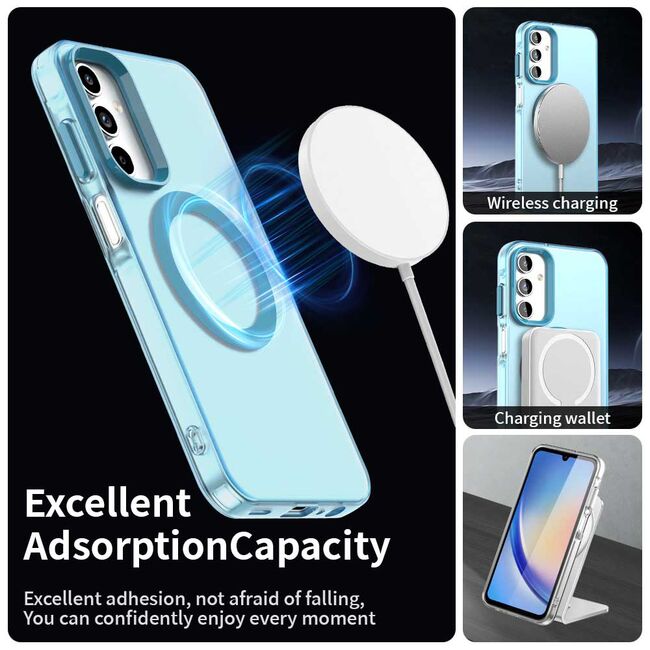 Husa premium pentru  Samsung Galaxy A15 VivaShell Fusion compatibila MagSafe, Anti-Shock - Protectie Avansata Display & Camera - Design Slim și Elegant - Albastru