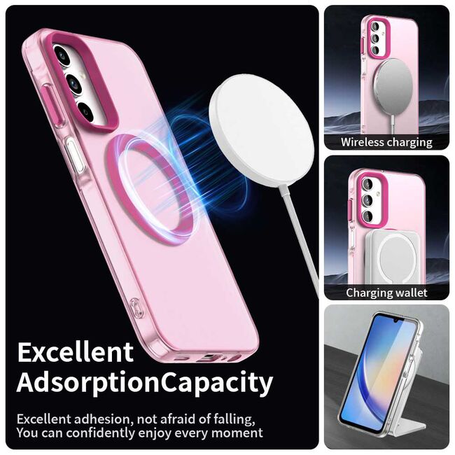 Husa premium pentru  Samsung Galaxy A15 VivaShell Fusion compatibila MagSafe, Anti-Shock - Protectie Avansata Display & Camera - Design Slim și Elegant - Roz