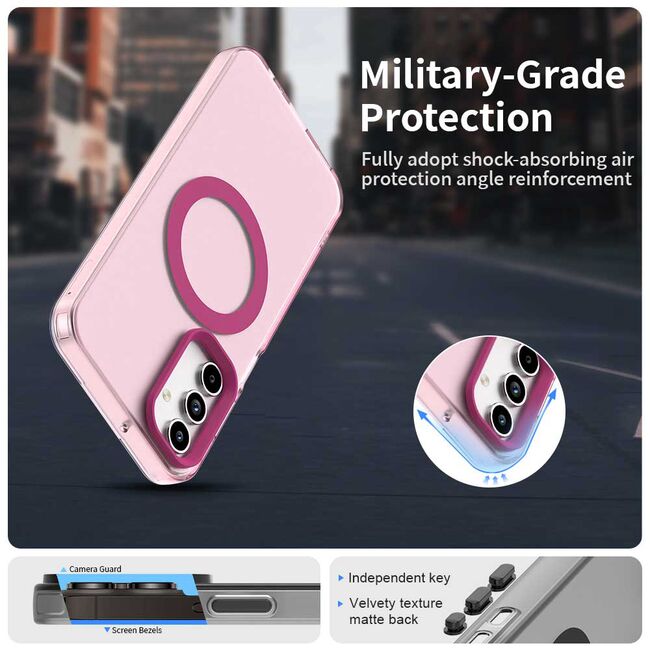 Husa premium pentru  Samsung Galaxy A15 VivaShell Fusion compatibila MagSafe, Anti-Shock - Protectie Avansata Display & Camera - Design Slim și Elegant - Roz