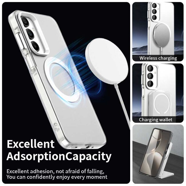 Husa premium pentru  Samsung Galaxy A16 VivaShell Fusion compatibila MagSafe, Anti-Shock - Protectie Avansata Display & Camera - Design Slim și Elegant - Alb