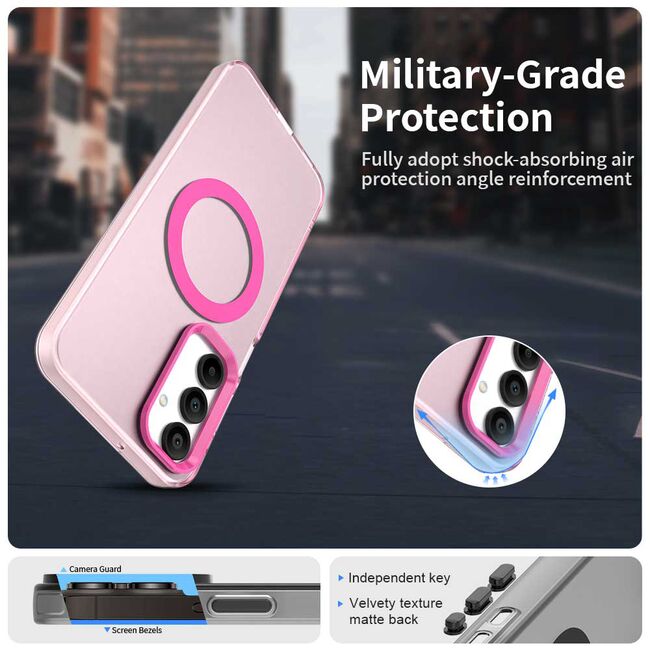 Husa premium pentru  Samsung Galaxy A16 VivaShell Fusion compatibila MagSafe, Anti-Shock - Protectie Avansata Display & Camera - Design Slim și Elegant - Roz