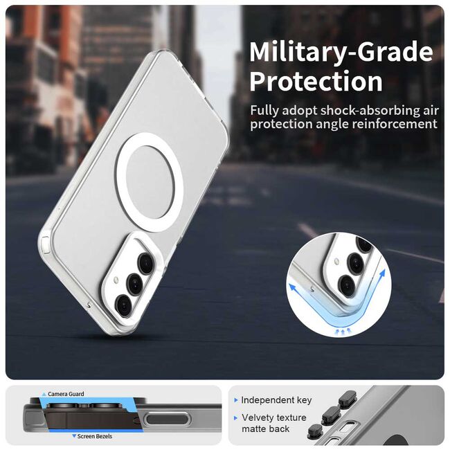 Husa premium pentru  Samsung Galaxy A25 VivaShell Fusion compatibila MagSafe, Anti-Shock - Protectie Avansata Display & Camera - Design Slim și Elegant - Alb