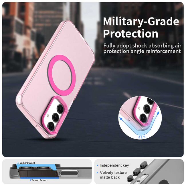 Husa premium pentru  Samsung Galaxy A25 VivaShell Fusion compatibila MagSafe, Anti-Shock - Protectie Avansata Display & Camera - Design Slim și Elegant - Roz