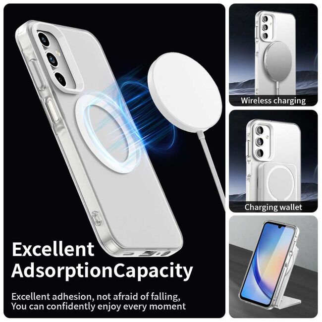 Husa premium pentru  Samsung Galaxy A35 VivaShell Fusion compatibila MagSafe, Anti-Shock - Protectie Avansata Display & Camera - Design Slim și Elegant - Alb