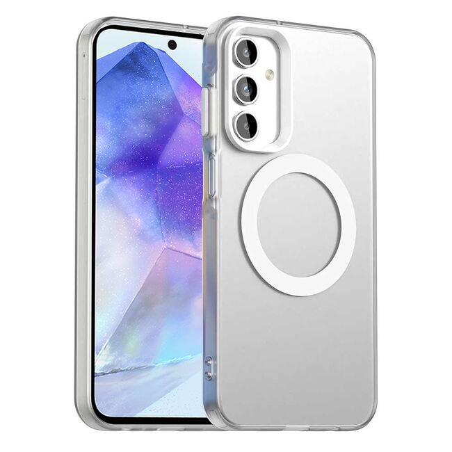 Husa premium pentru  Samsung Galaxy A55 VivaShell Fusion compatibila MagSafe, Anti-Shock - Protectie Avansata Display & Camera - Design Slim și Elegant - Alb
