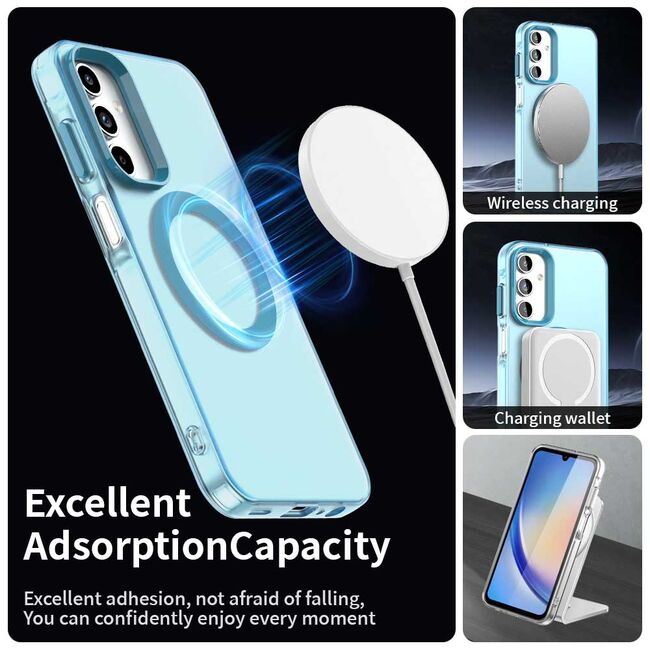 Husa premium pentru  Samsung Galaxy A55 VivaShell Fusion compatibila MagSafe, Anti-Shock - Protectie Avansata Display & Camera - Design Slim și Elegant - Albastru