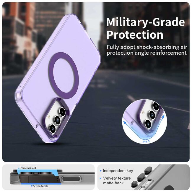Husa premium pentru  Samsung Galaxy A55 VivaShell Fusion compatibila MagSafe, Anti-Shock - Protectie Avansata Display & Camera - Design Slim și Elegant - Mov