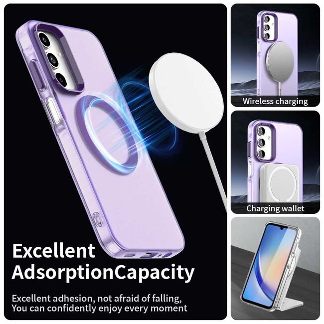 Husa premium pentru  Samsung Galaxy A55 VivaShell Fusion compatibila MagSafe, Anti-Shock - Protectie Avansata Display & Camera - Design Slim și Elegant - Mov
