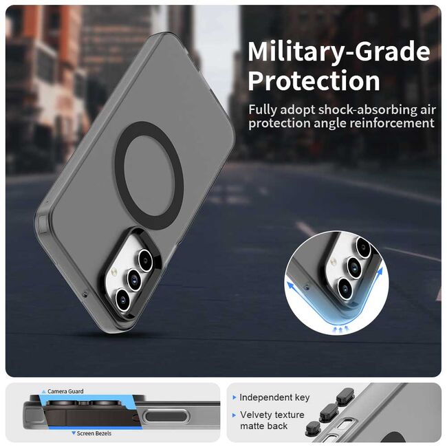 Husa premium pentru  Samsung Galaxy A55 VivaShell Fusion compatibila MagSafe, Anti-Shock - Protectie Avansata Display & Camera - Design Slim și Elegant - Negru