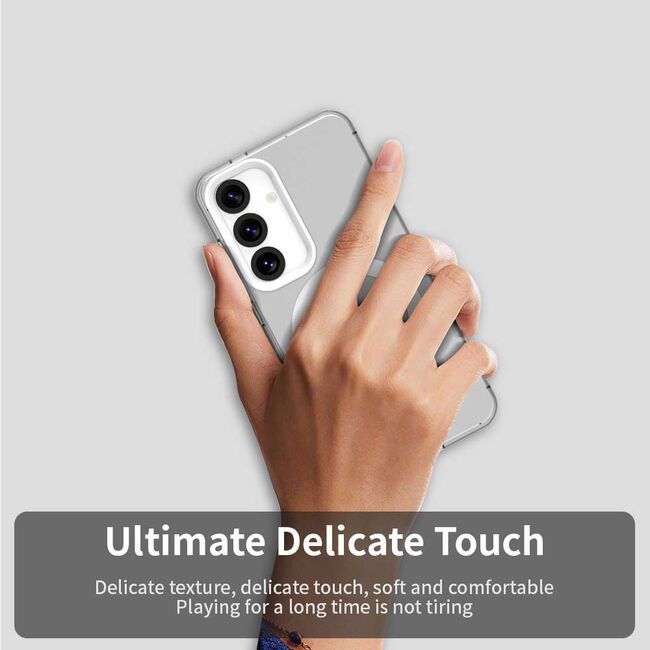 Husa premium pentru  Samsung Galaxy S23 FE VivaShell Fusion compatibila MagSafe, Anti-Shock - Protectie Avansata Display & Camera - Design Slim și Elegant - Alb
