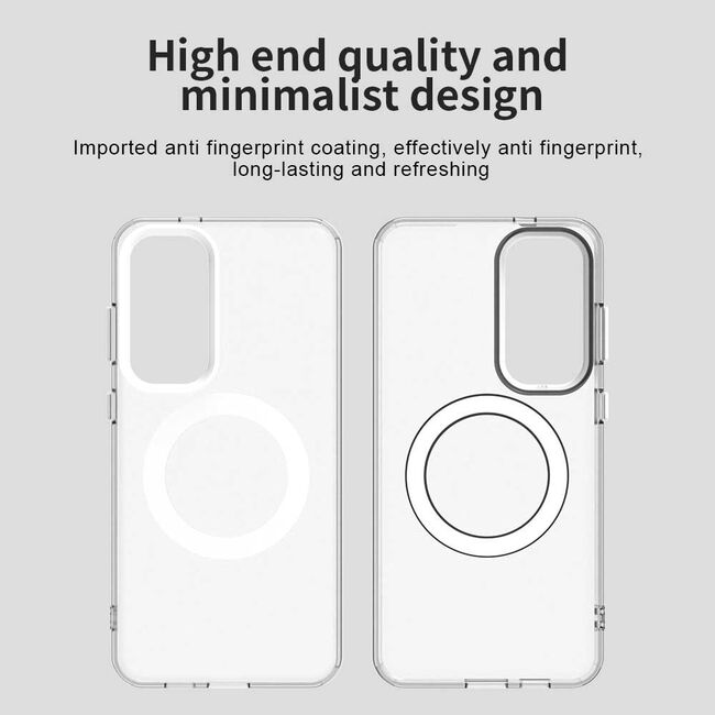 Husa premium pentru  Samsung Galaxy S23 FE VivaShell Fusion compatibila MagSafe, Anti-Shock - Protectie Avansata Display & Camera - Design Slim și Elegant - Alb