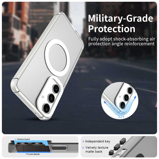 Husa premium pentru  Samsung Galaxy S23 FE VivaShell Fusion compatibila MagSafe, Anti-Shock - Protectie Avansata Display & Camera - Design Slim și Elegant - Alb