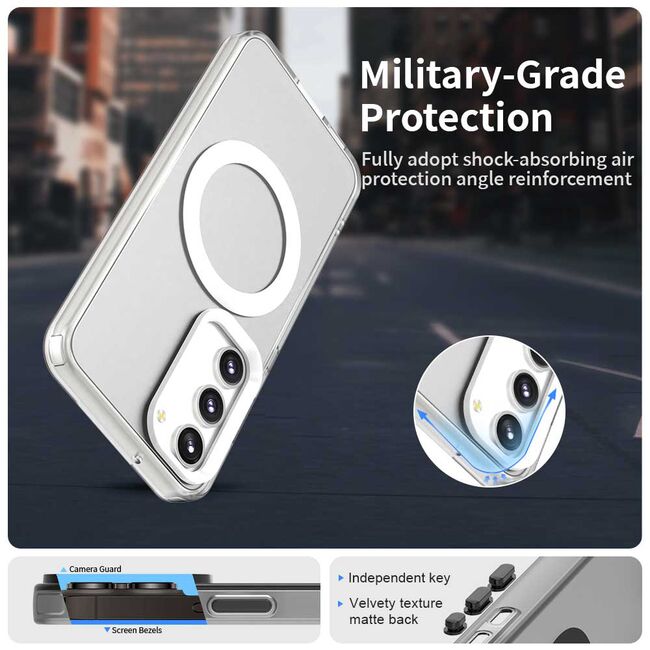 Husa premium pentru  Samsung Galaxy S23 Plus  VivaShell Fusion compatibila MagSafe, Anti-Shock - Protectie Avansata Display & Camera - Design Slim și Elegant - Alb